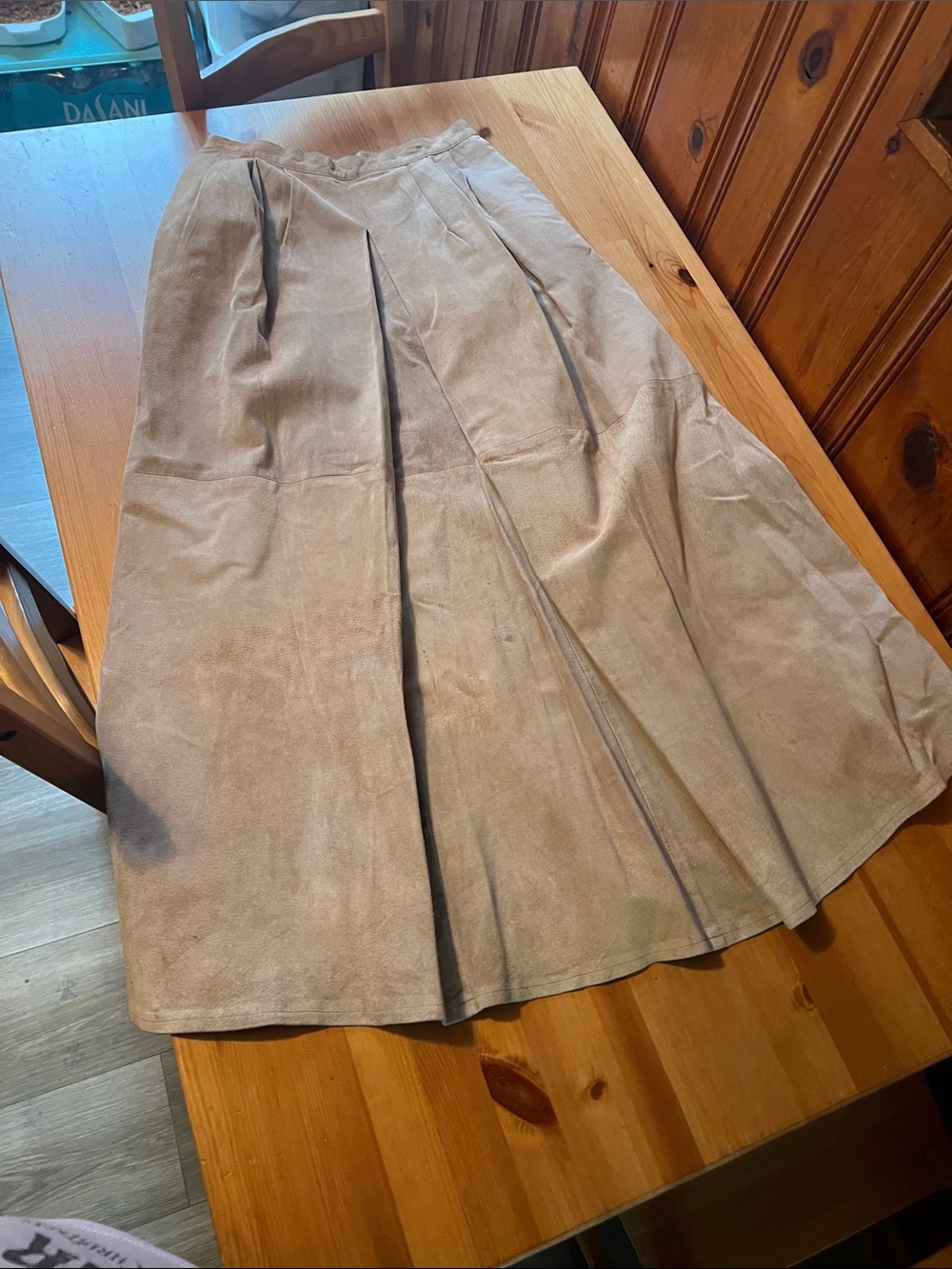 Women’s Beige Suede Midi Skirt